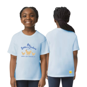 The Bobbin Chickens Sewing Club Youth Short Sleeve T-shirt - Youth L, Sky Blue